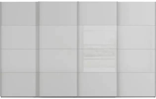 Goossens kledingkast finca combi glans mat glas grijs hoogwaardig meubelplaat - 8244444-{merk}-finca-combi-sts-grijs-schuifdeuren-01